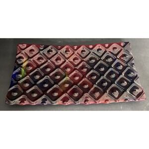 Ruby Red Fused Art Glass Plate Platter Handmade Unsigned 12.5" x 7" Textured